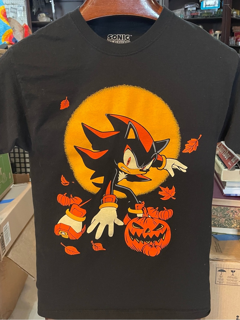 Sonic the Hedgehog Shadow Halloween Graphic Tee - Black/Orange